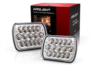 KASLIGHT LED Headlight 5x7 7x6 H6054 Replacement Black Transparent-0