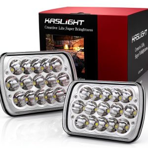 KASLIGHT LED Headlight 5x7 7x6 H6054 Replacement Black Transparent-0