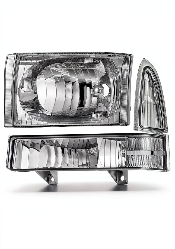 Nilight Chrome Headlight Assembly for 1999-2004 Ford F250/F350-1
