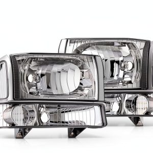 Nilight Chrome Headlight Assembly for 1999-2004 Ford F250/F350-0