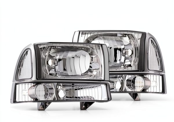 Nilight Chrome Headlight Assembly for 1999-2004 Ford F250/F350-0