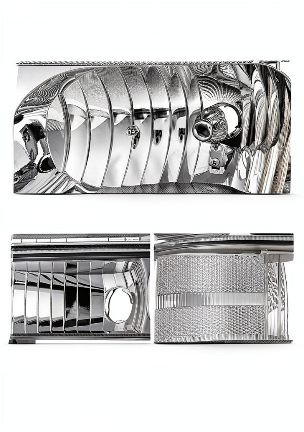 Nilight Chrome Headlight Assembly for 1999-2004 Ford F250/F350-3