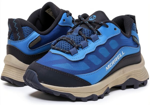 Merrell Moab Speed Low WTRPF Kids Hiking Shoes Blue-1