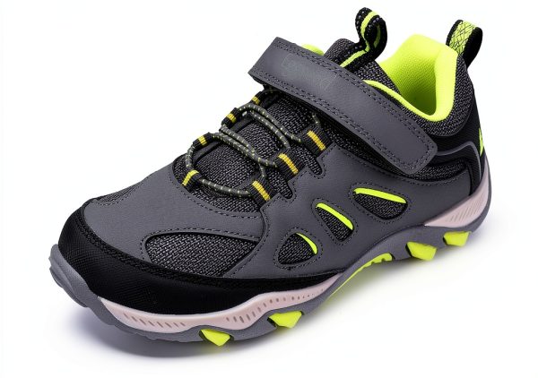 Boys Hiking Shoes Kids Waterproof Outdoor Sneakers Grey Green Size 12-0