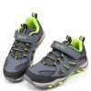 Boys Hiking Shoes Kids Waterproof Outdoor Sneakers Grey Green Size 12-1