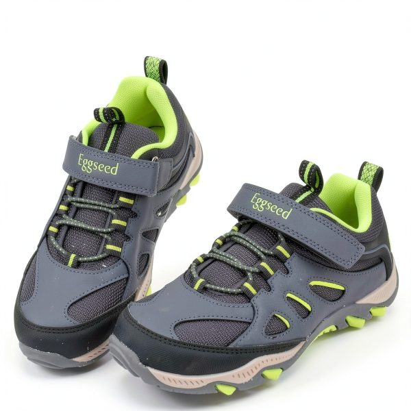 Boys Hiking Shoes Kids Waterproof Outdoor Sneakers Grey Green Size 12-1